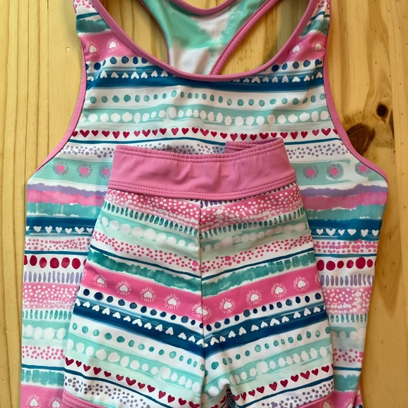 Eddie Bauer Other - Eddie Bauer Pink & Teal Reversible Bathing Suit Tank and Shorts Size L(14/16)